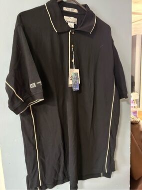 Tri-Mountain Black Polo with Cream Piping